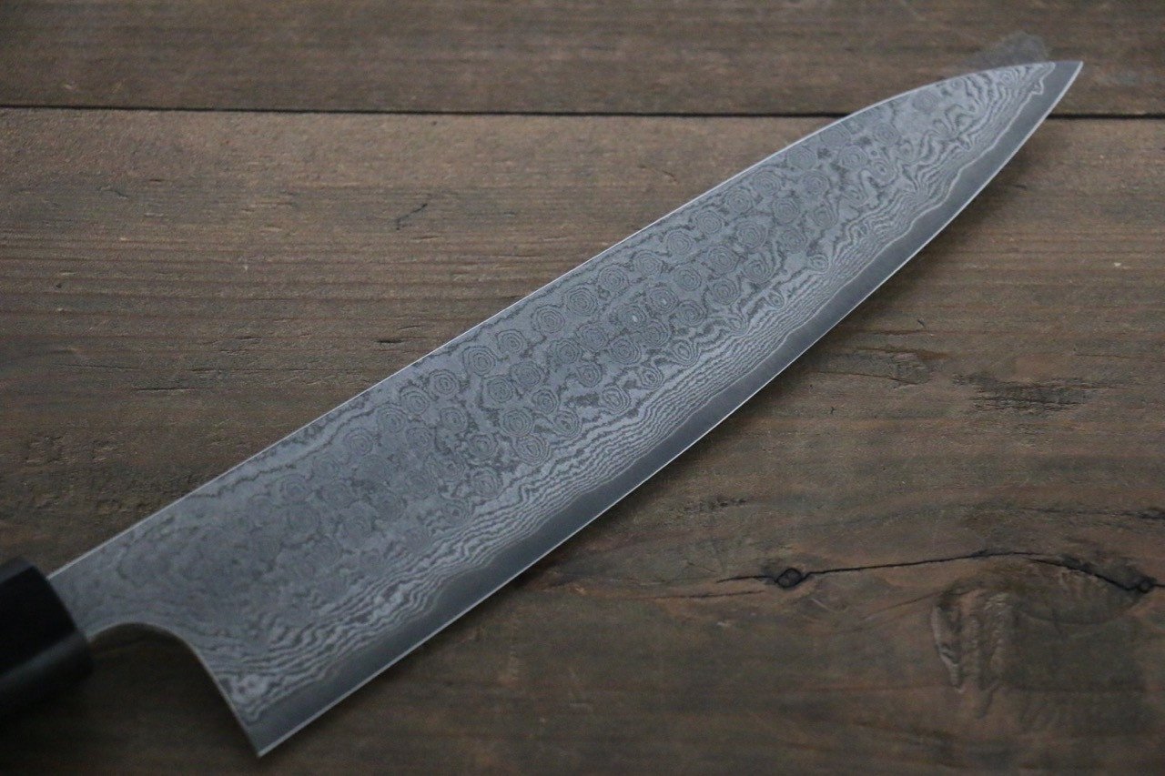 Premium Nao Yamamoto VG10 Black Damascus Gyuto Chef Knife 210mm - High Carbon Stainless Steel Blade with Shitan Wood Handle - Perfect for Sushi, Meat Slicing & Professional Kitchen Use