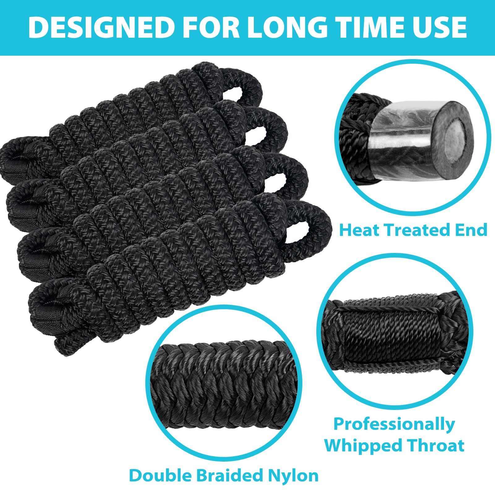 Boat Fender Lines 4-Pack - 3/8