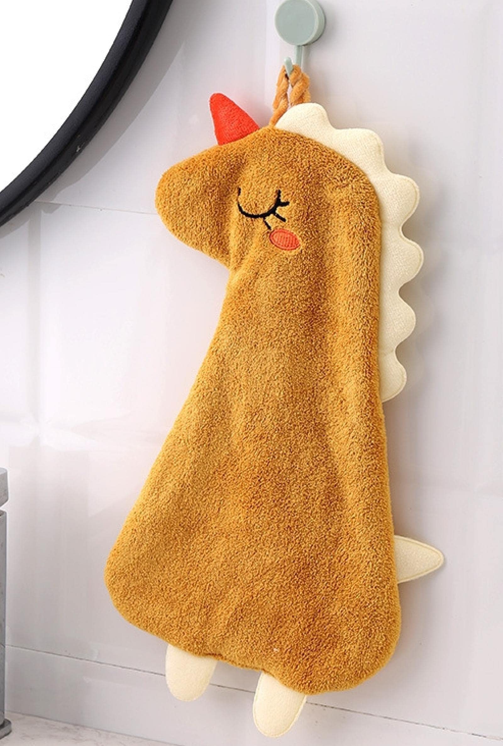 Double Layer Cartoon Hanging Kitchen Towel - Super Absorbent & Thickened Hand Towel for Bathroom, Kitchen & Household Cleaning - Yellow
