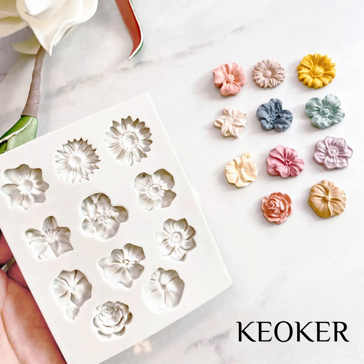 Keoker Medium Flower Polymer Clay Molds - 1 Piece for DIY Jewelry Making, Earrings Decoration & Craft Projects - Perfect for Handmade Earrings, Pendants & Resin Art Creations