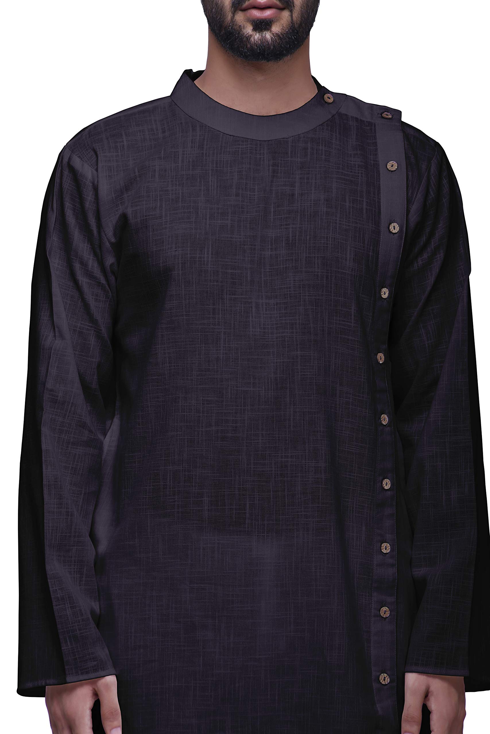 Atasi Men's Solid Satin Slub Long Sleeve Kurta Shirt - Perfect for Festivals, Weddings, and Formal Occasions
