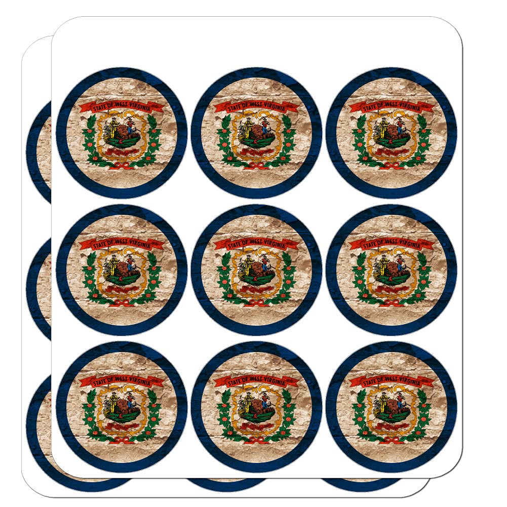 Vintage Rustic Distressed West Virginia State Flag Stickers for Planner, Calendar, Scrapbooking, and DIY Crafting - Perfect for Journal Decoration, Memory Books, and Home Decor Projects