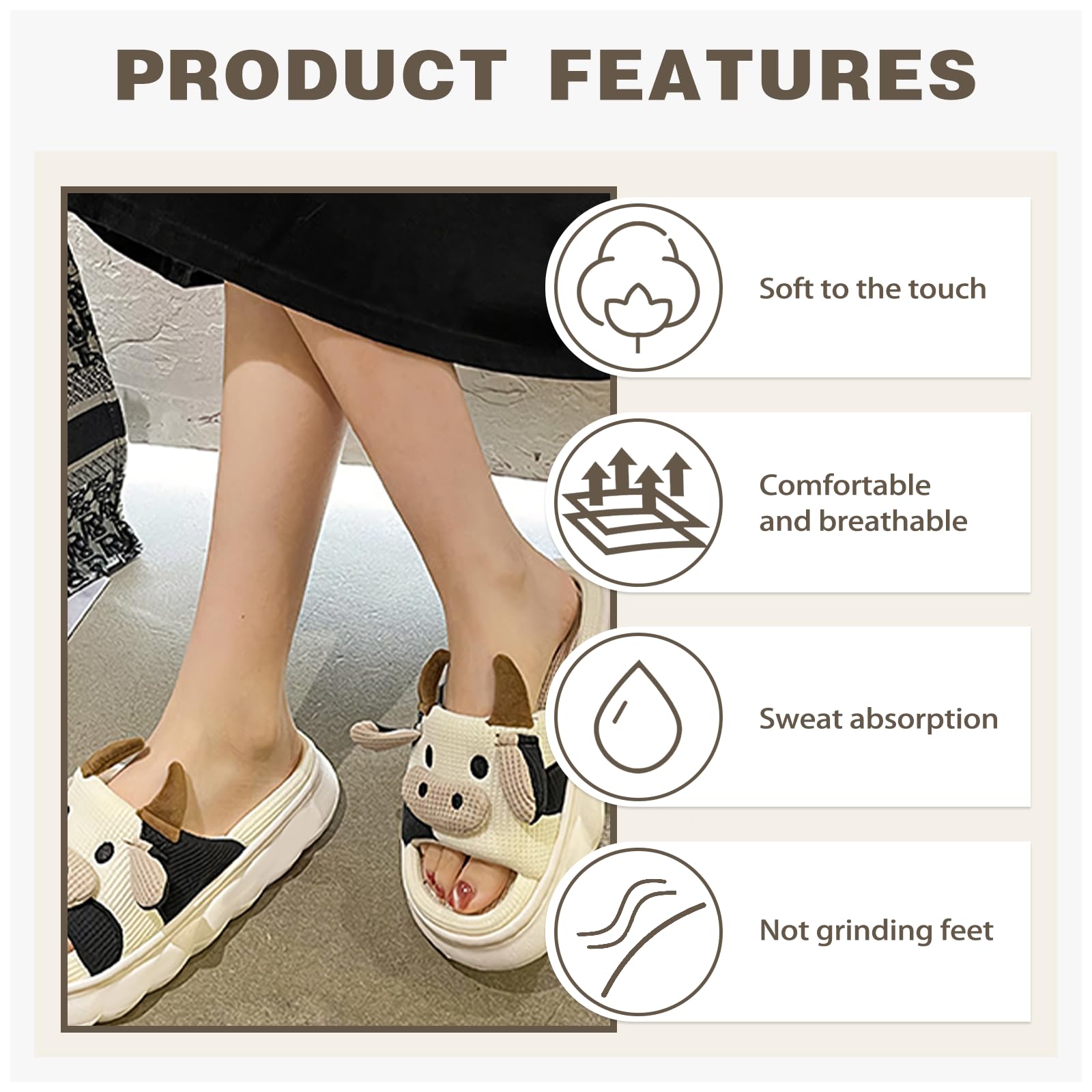 Fuzzy Cow Slippers for Women & Men - Warm Cozy Animal House Shoes with Cute Cartoon Design | Soft Fluffy Kawaii Slides for Indoor/Outdoor Use | Perfect Gift for Christmas, Lounge Wear & Cozy Home Relaxation