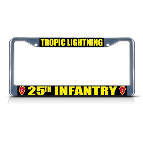 Tropic Lightning 25th Infantry Military License Plate Frame - Durable Tag Holder Cover for Cars & Trucks - Perfect for Military Enthusiasts & Veterans