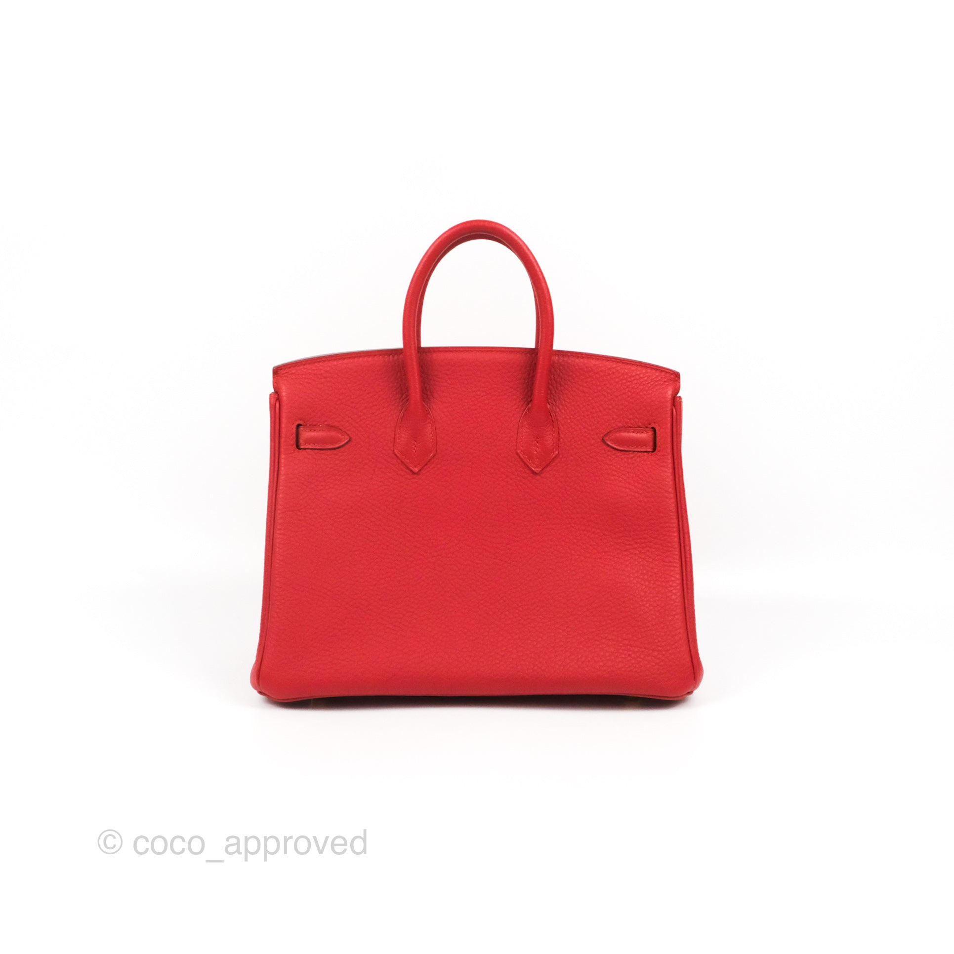 Hermes Birkin 25 Togo Leather Handbag in Rouge Vermillon with Gold Hardware - Luxury Designer Purse for Women, Perfect for Work, Travel & Special Occasions