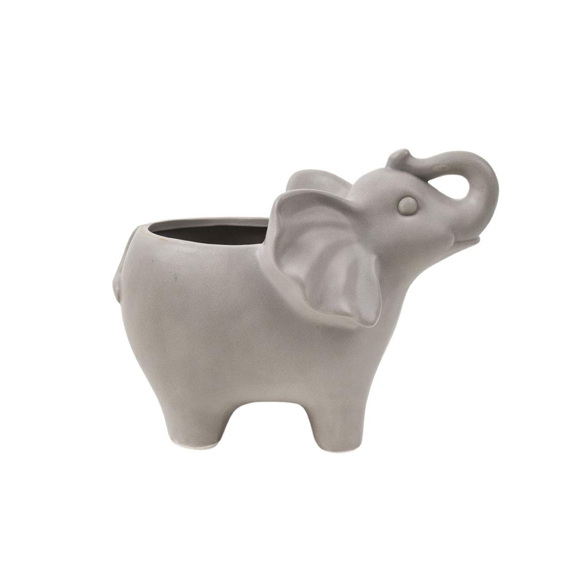 Chumbak Handcrafted Grey Elephant Ceramic Planter - 10