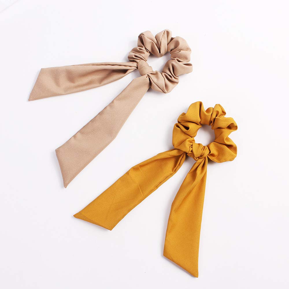 9PCS Hair Scrunchies with Bowknot - 2 in 1 Elastic Hair Bands & Hair Ties for Women & Girls - Soft Stretchy Hair Ropes for Ponytails, Workouts, School & Daily Use