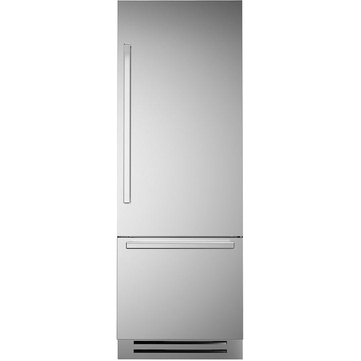 Bertazzoni 30 Inch Built-In Bottom Freezer Refrigerator - 15.5 cu. ft. Capacity, Digital Display, Stainless Steel (REF30BMBIXRT) - Perfect for Modern Kitchens and Open-Concept Homes