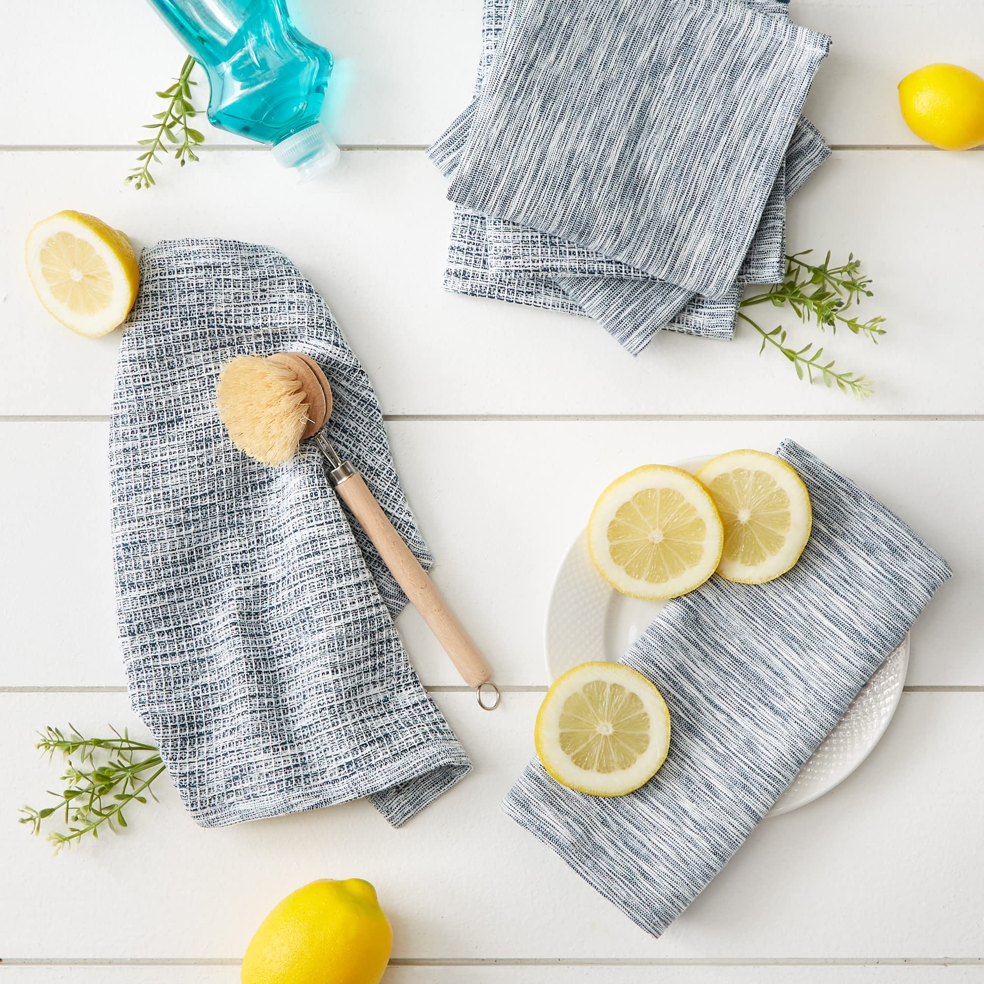 Eco-Friendly Recycled Cotton Waffle Weave Dish Towels Set - 6 Pack, 12x12 Inches, Teal Green | Super Absorbent & Durable Kitchen Cloths for Washing Dishes, Cleaning Countertops & Drying Hands | Sustainable Home Essentials