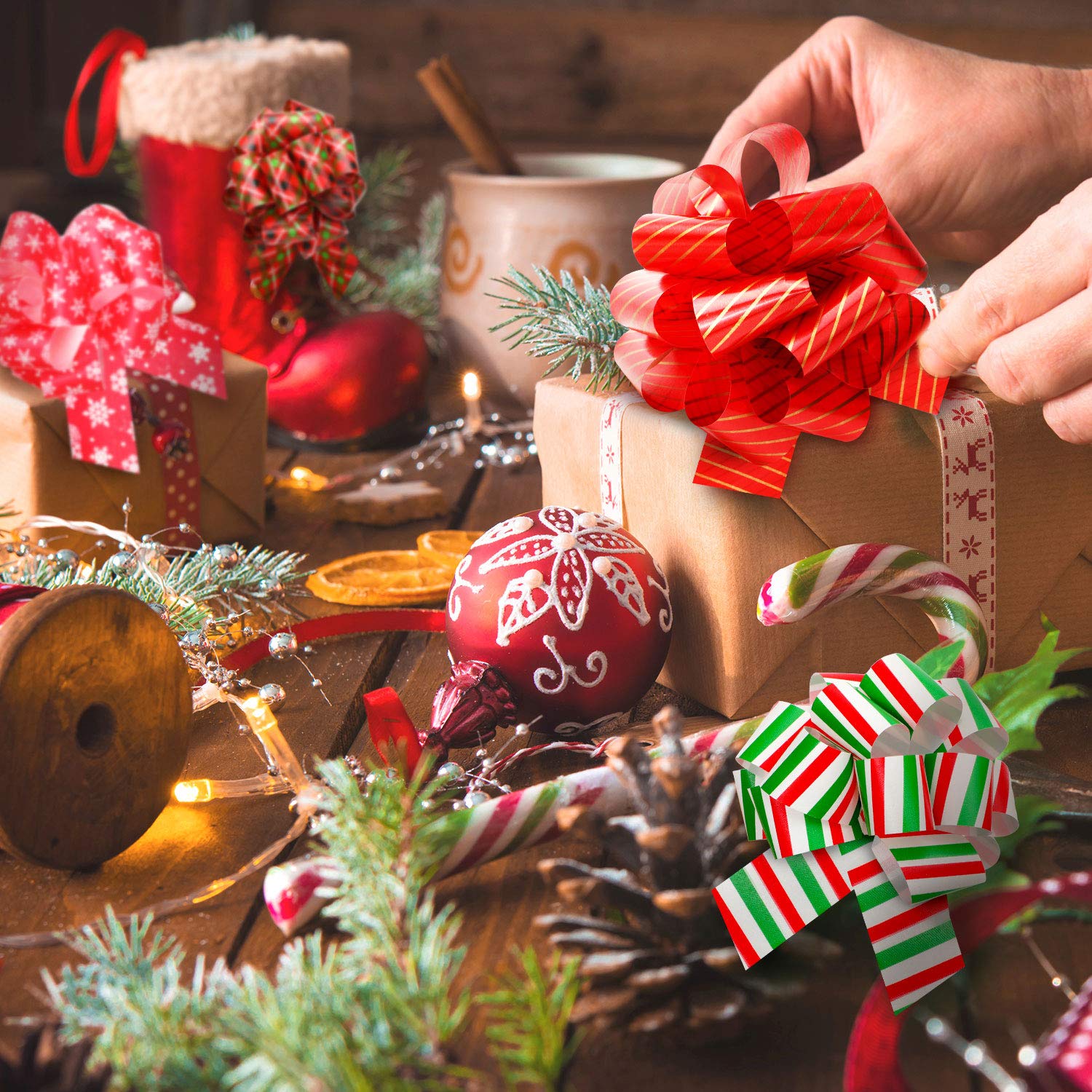 36 Pcs Christmas Gift Wrapping Bows - 5 Inch Wide Pull Bows for Presents, Baskets & Holiday Decorations - 24 Festive Styles - Perfect for Xmas Gifts, Tree Decor & Party Decorations