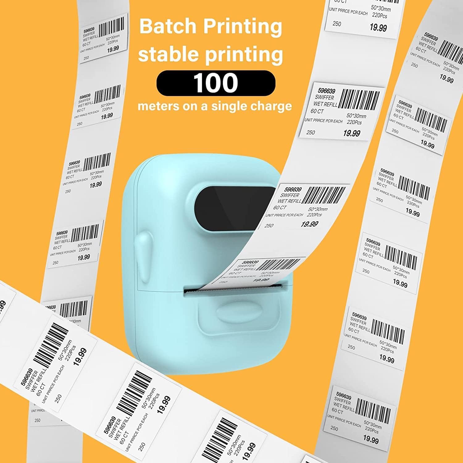 MARKLIFE Portable Bluetooth Label Maker Machine with Tape - Thermal Barcode Printer for Address, Clothing, Jewelry, Retail & Small Business | Home & Office Use (Blue + 3 Labels: White/White/Clear) | Perfect for Organizing, Shipping & Inventory Management
