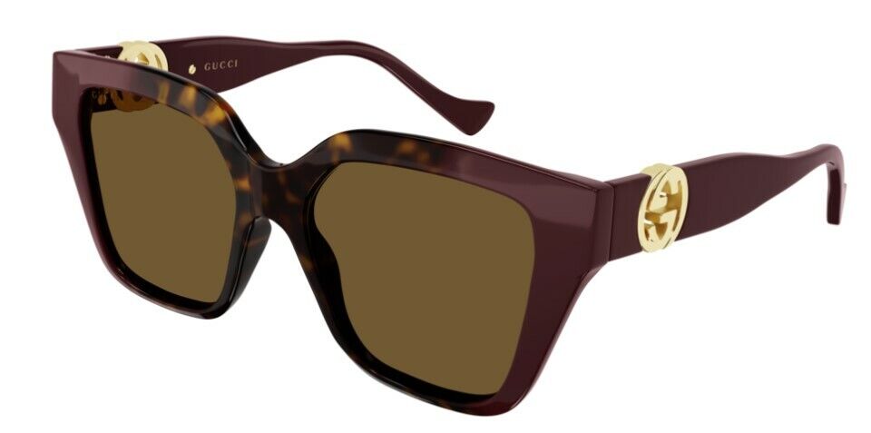 Gucci GG 1023S 009 Havana Burgundy/Brown Cat Eye Women's Sunglasses - Stylish UV Protection Shades for Fashion, Beach & Outdoor Activities