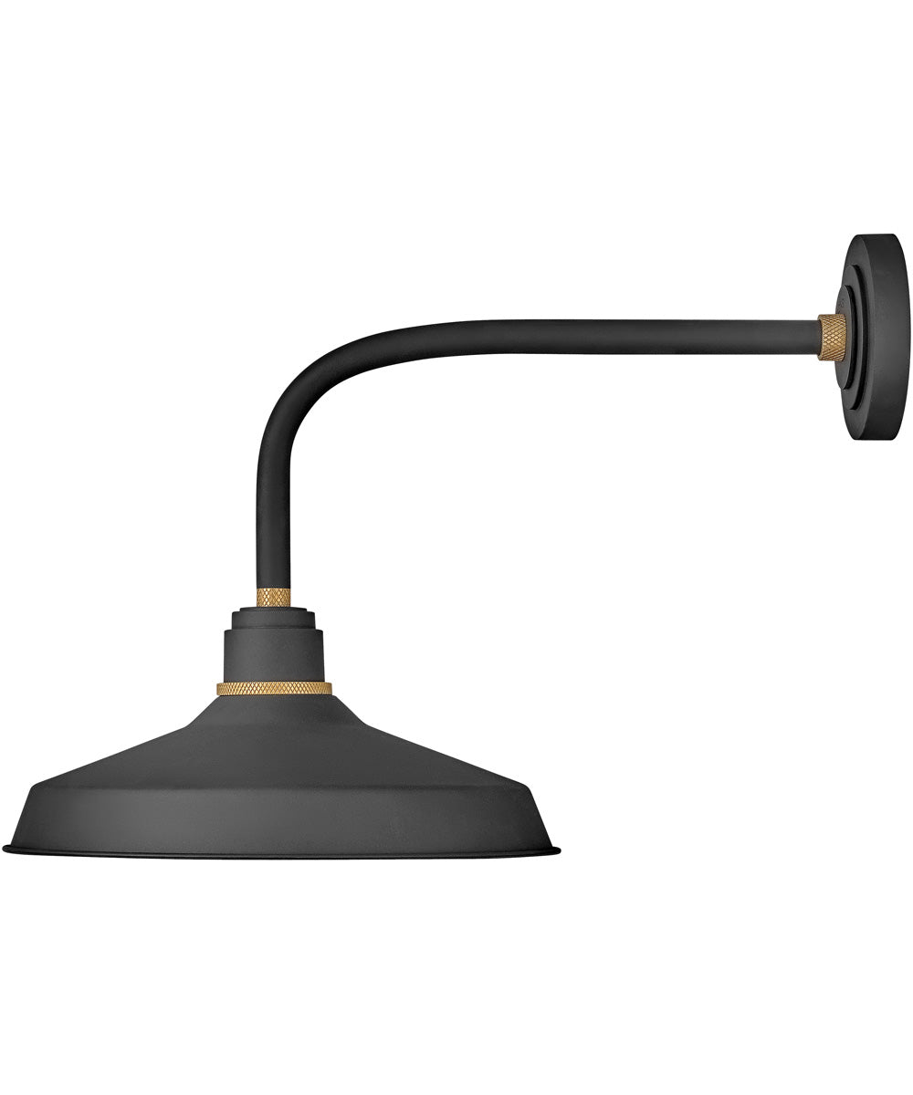 Textured Black Outdoor Barn Light - Medium Straight Arm Single Light Fixture for Porch, Garage, or Shed Lighting | Weather-Resistant Exterior Light