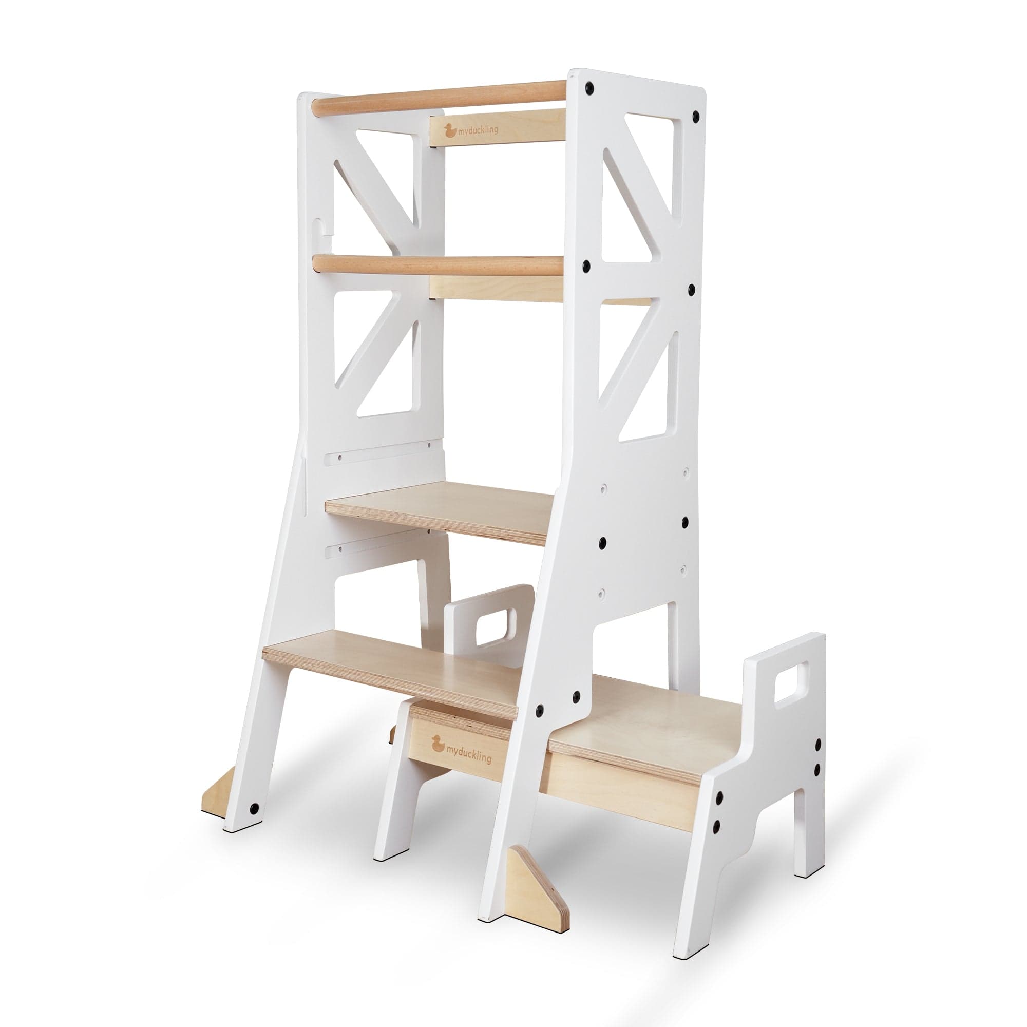 JALA Deluxe Adjustable Wooden Learning Tower for Toddlers - Safe Kitchen Step Stool with Rectangle Handle | Perfect for Baking, Cooking & Countertop Activities