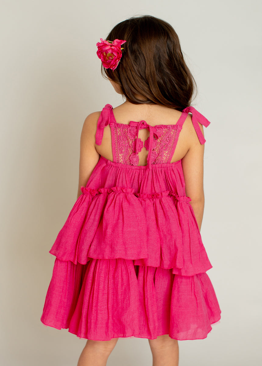 Banyu Fuchsia Dress for Women - Elegant Flowy Summer Dress for Beach, Party & Casual Wear