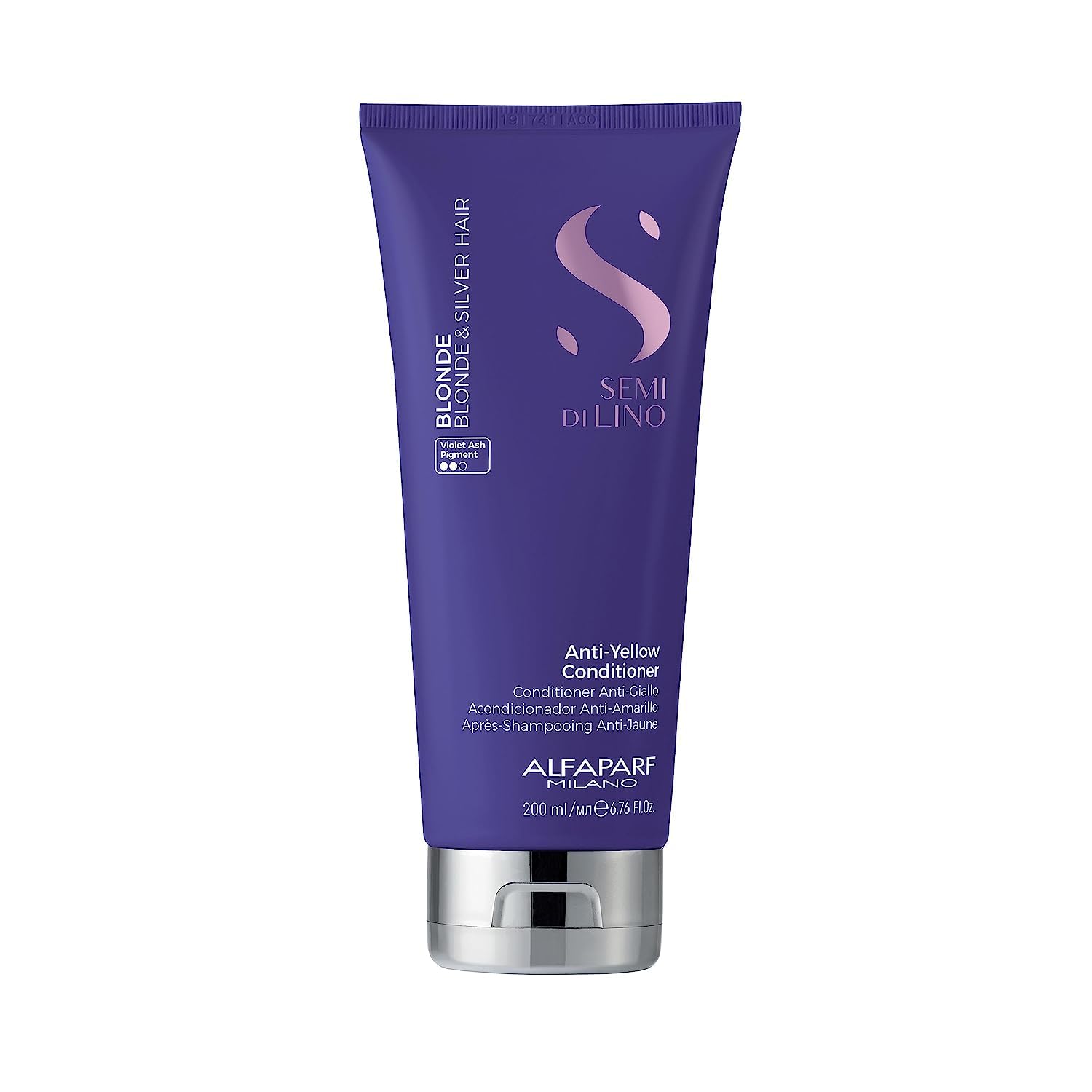 ALFAPARF MILANO Semi Di Lino Blonde Anti-Yellow Shampoo & Conditioner Set (8.45 oz Shampoo + 6.76 oz Conditioner) - Sulfate-Free Purple Shampoo for Blonde, Platinum & Silver Hair - Neutralizes Brassiness & Yellow Tones - Perfect for Color-Treated & Highlighted Hair at Home or Salon