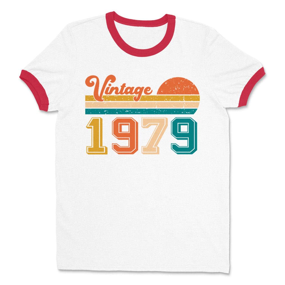 Vintage 1979 Retro Ringer Tee Shirt - Unisex Cotton T-Shirt for Men & Women - Perfect for Casual Wear, Concerts & 80s Theme Parties