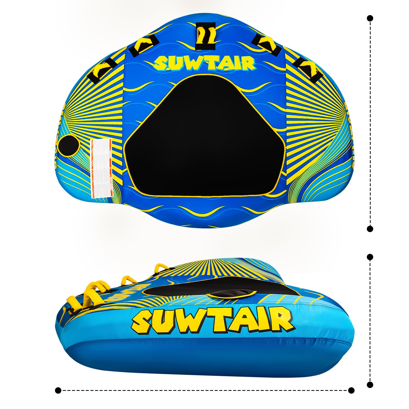 SUWTAIR Heavy-Duty Towable Tube for Boating - 3 Person Inflatable Sofa Tube with Thick Nylon Cover, Blue - Perfect for Water Sports, Lake Fun & Summer Beach Activities