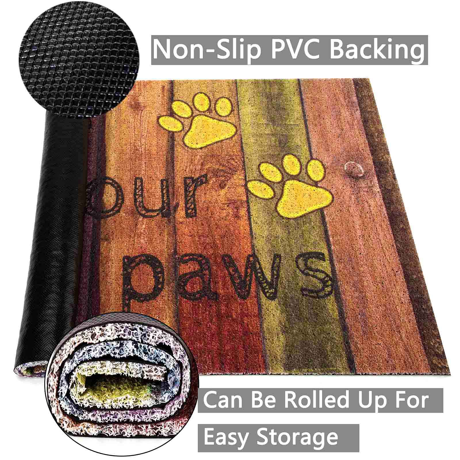 23.6x35.4 Inch Funny Non-Slip PVC Doormat - 'Wipe Your Paws' Yellow Welcome Mat for Indoor/Outdoor Use - Perfect for Entryway, Bathroom, Kitchen & Bedroom Floor Protection