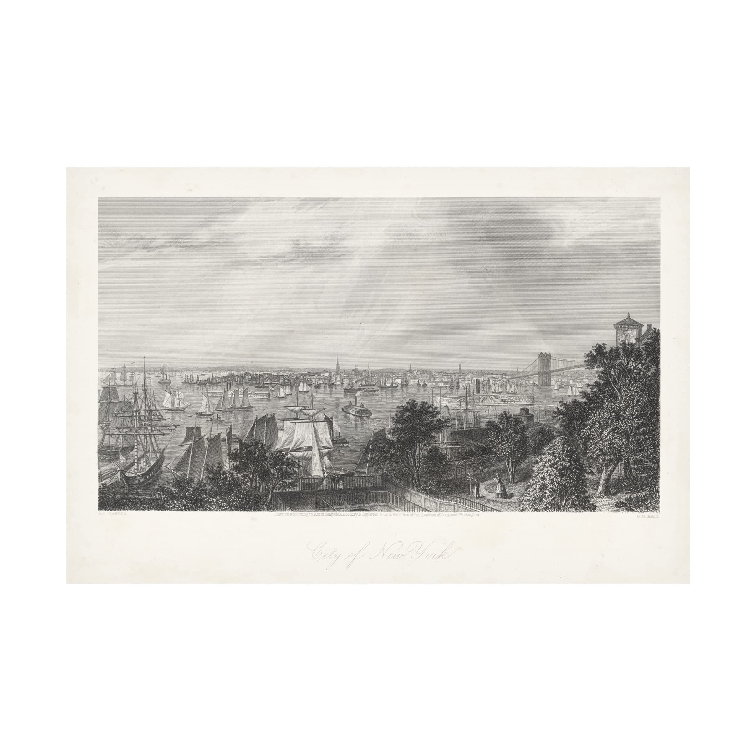 Trademark Fine Art 'City of New York' Canvas Wall Art Print by William Cullen Bryant - Urban Decor for Living Room, Office & Modern Home