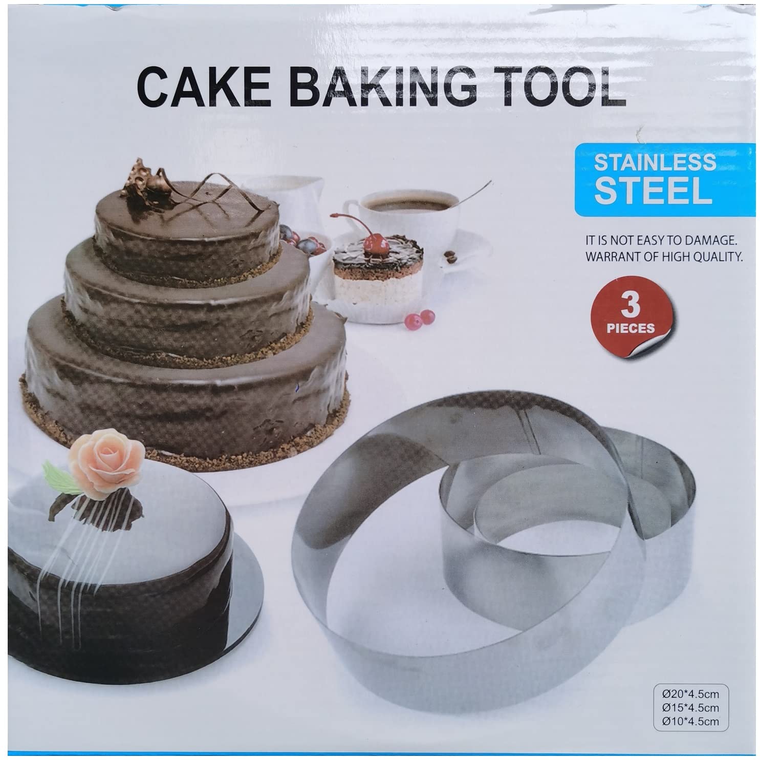 Siking Stainless Steel 4/6/8 Inch Round Cake Ring Mold - Professional Baking Tool for Mousse, Cheesecake, Pancakes, Cookies, Salads & Onigiri (11-3cm Height) - Perfect for Home Baking & Dessert Making