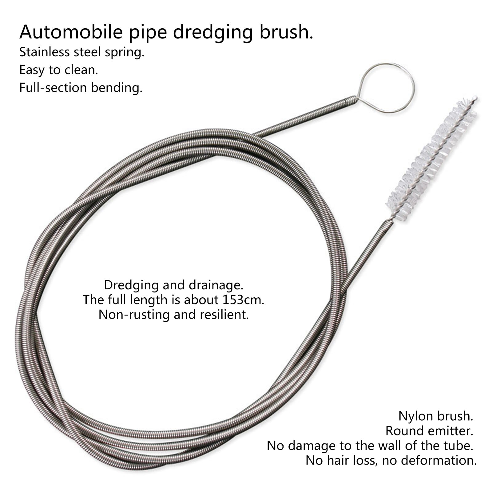 Youngy Flexible Drain Cleaning Brush - Stainless Steel Drain Snake for Kitchen Sink, Shower, AC & Refrigerator - Silver Drain Pipe Cleaner Tool for Hair Clogs & Debris Removal