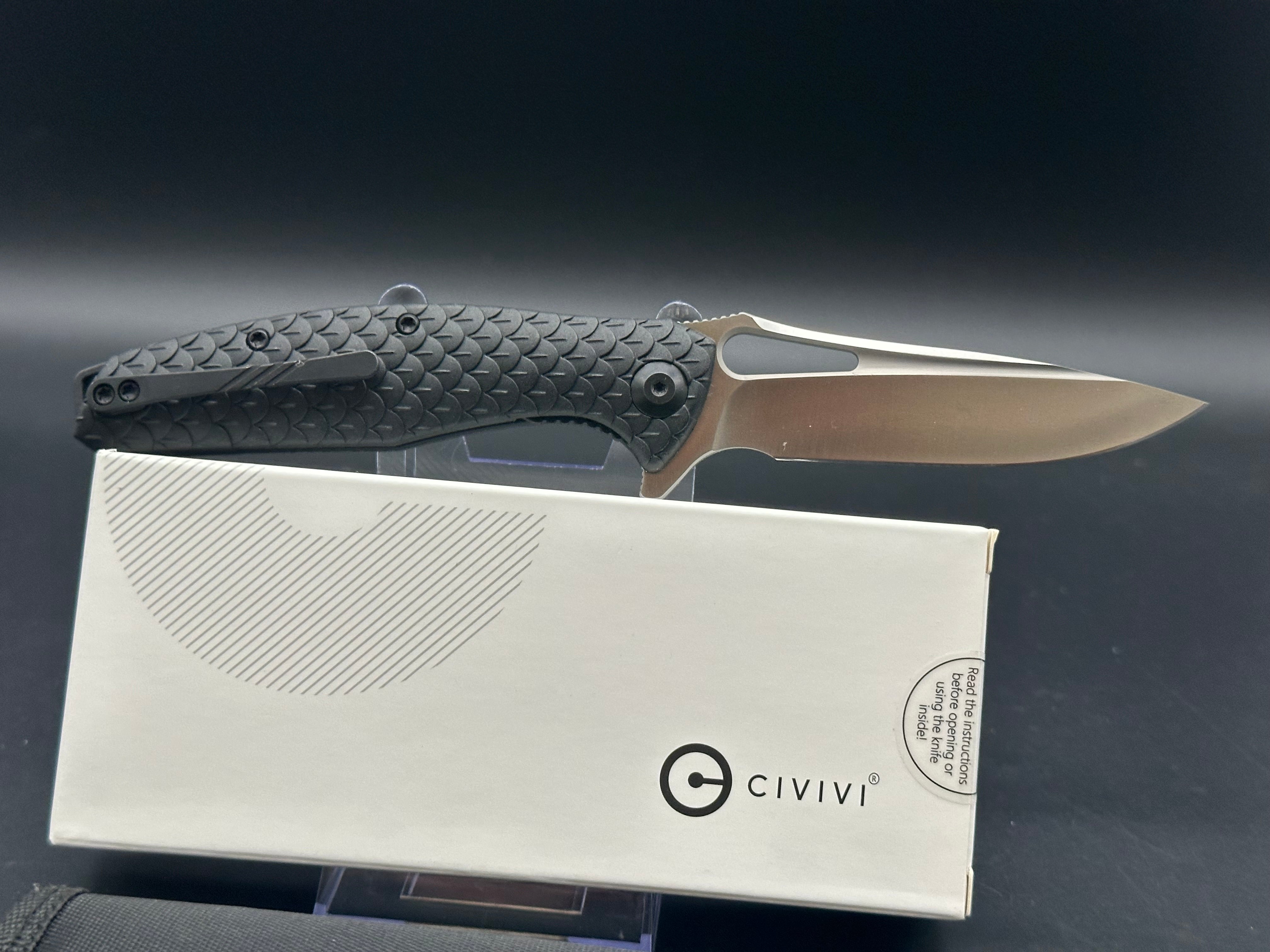 CIVIVI Wyvern Folding Flipper Knife - Black FRN Handle, 3.5