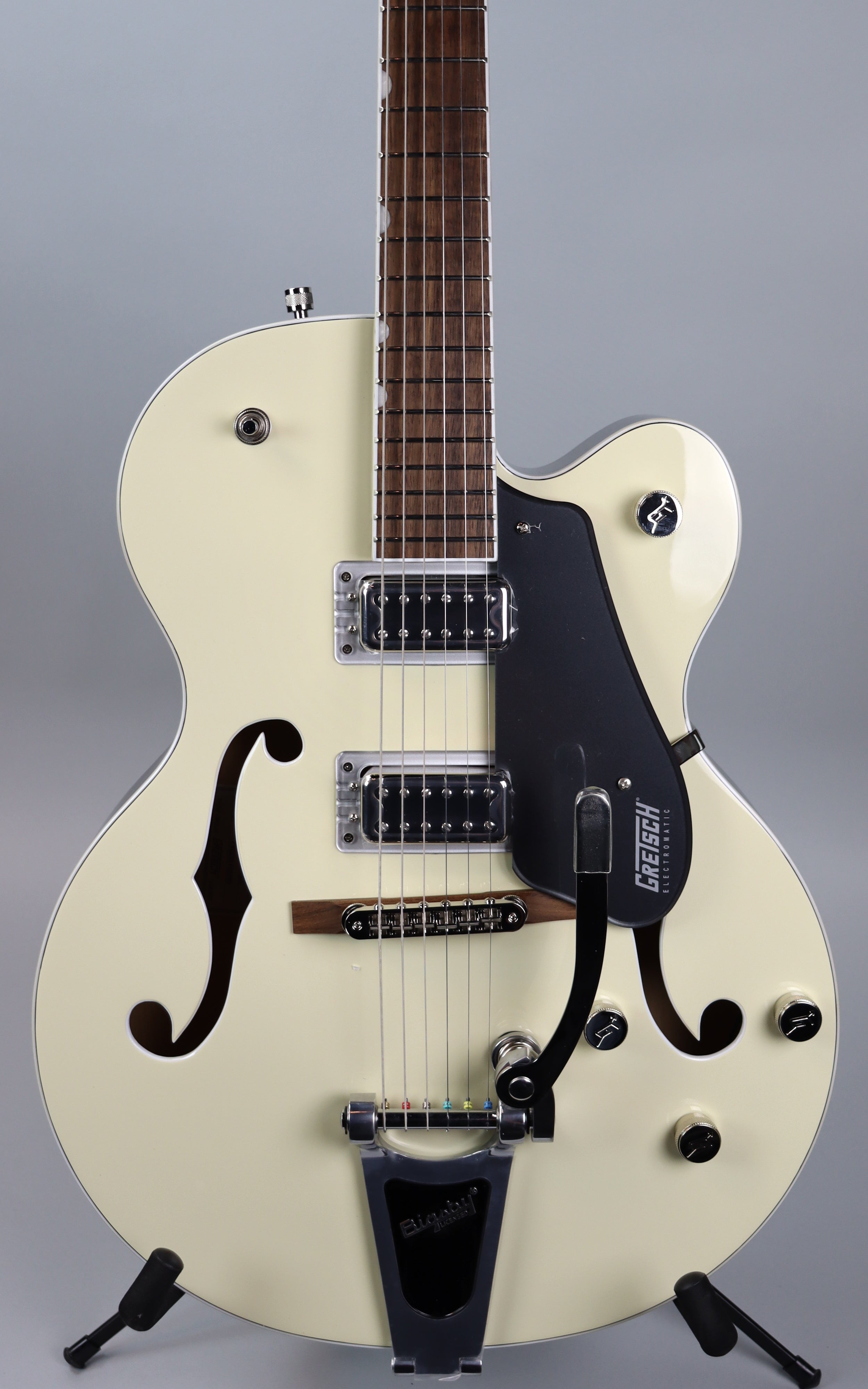 Gretsch G5420T Electromatic Classic Hollow Body Electric Guitar with Bigsby Tremolo - Vintage White & London Grey Finish | Perfect for Jazz, Blues & Rock Performances