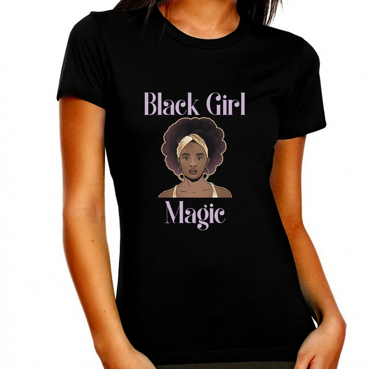Black History Month T-Shirts for Women - Melanin Afro Natural Hair & Black Girl Magic Juneteenth Shirts - Perfect for Cultural Celebrations, African American Heritage Events & Everyday Wear