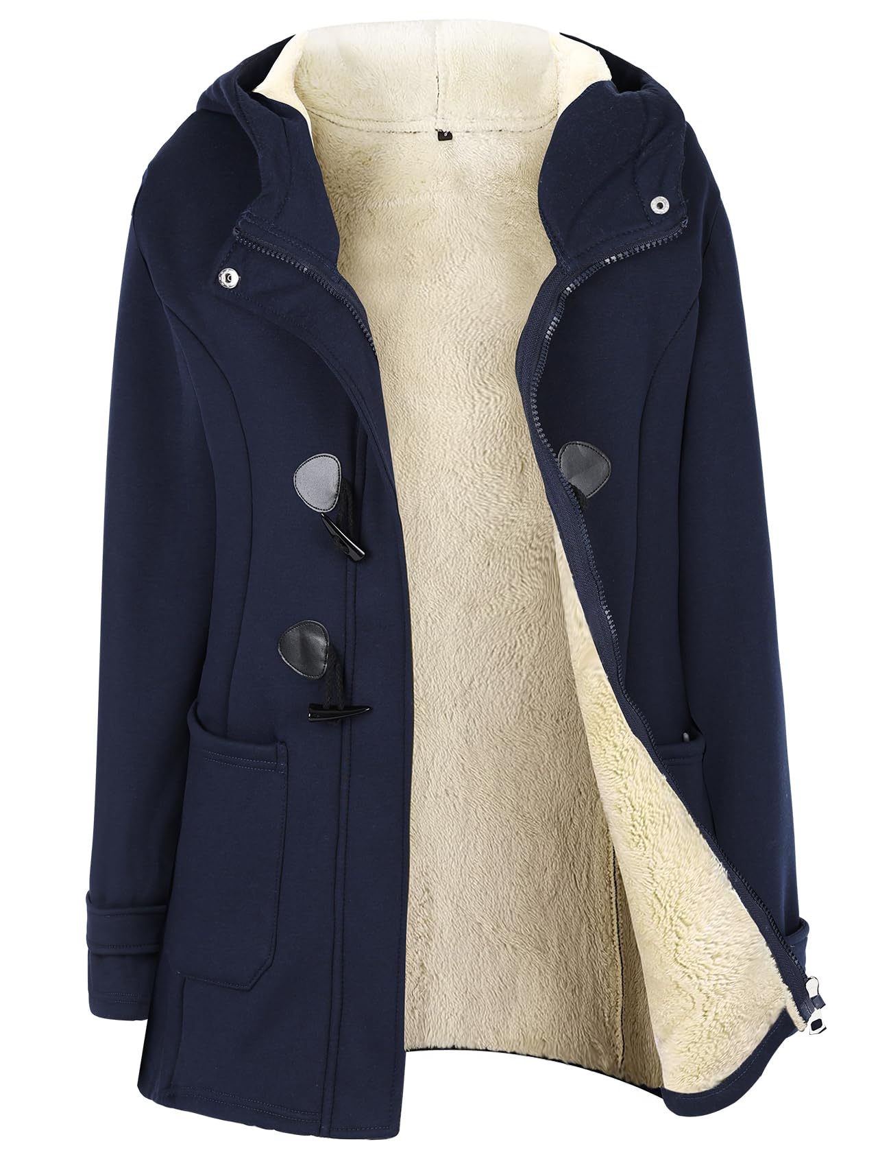 Women's Sherpa Lined Winter Jacket - Warm Fleece Hooded Duffle Coat with Toggle Closure | Perfect for Cold Weather, Outdoor Activities & Casual Winter Fashion