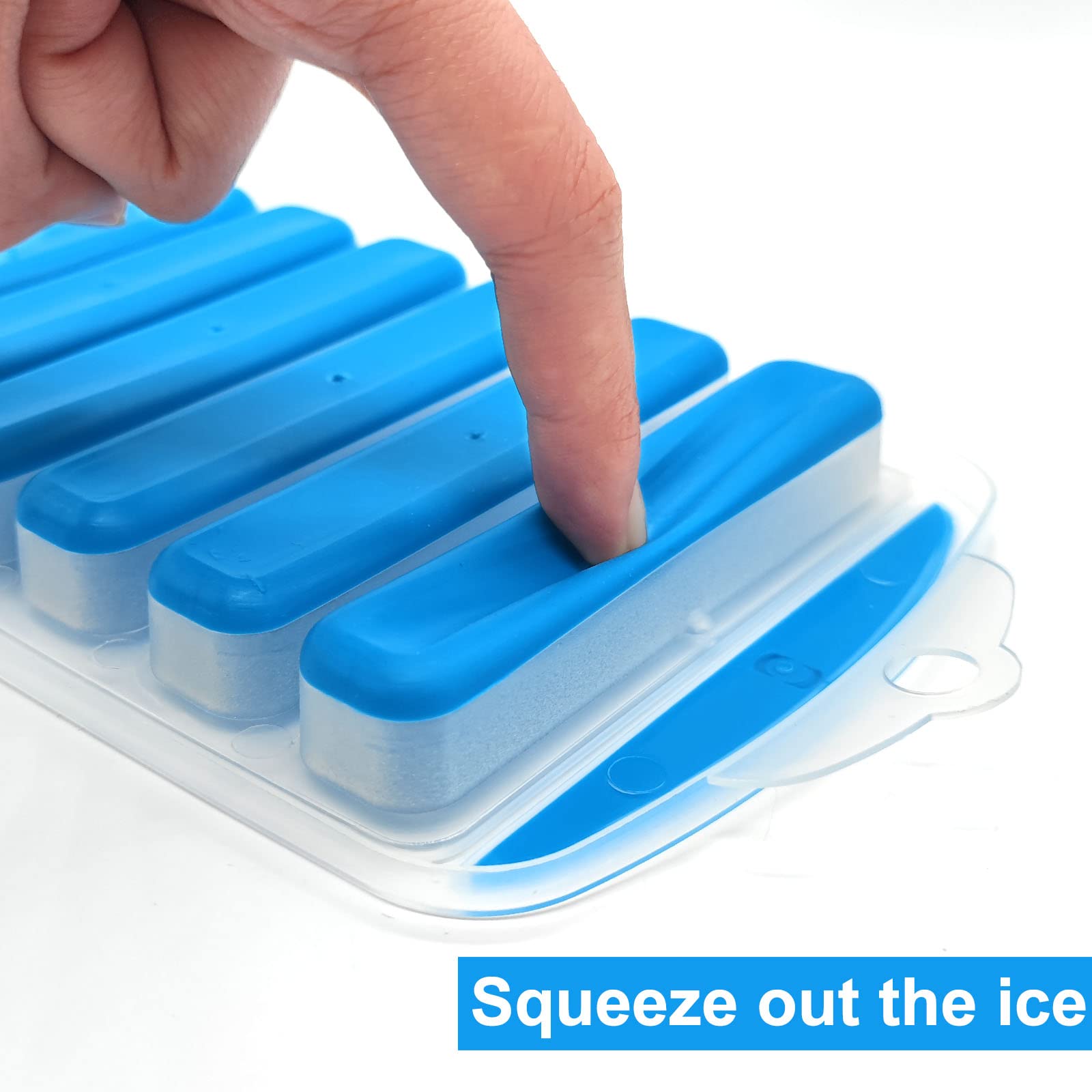 Ainkou Silicone Ice Cube Tray with Lid - Reusable, Leak-Proof Long Ice Stick Maker for Water Bottles, Whiskey & Cocktails | Easy Release, BPA-Free | Perfect for Sports, Parties & Home Bars (Blue)