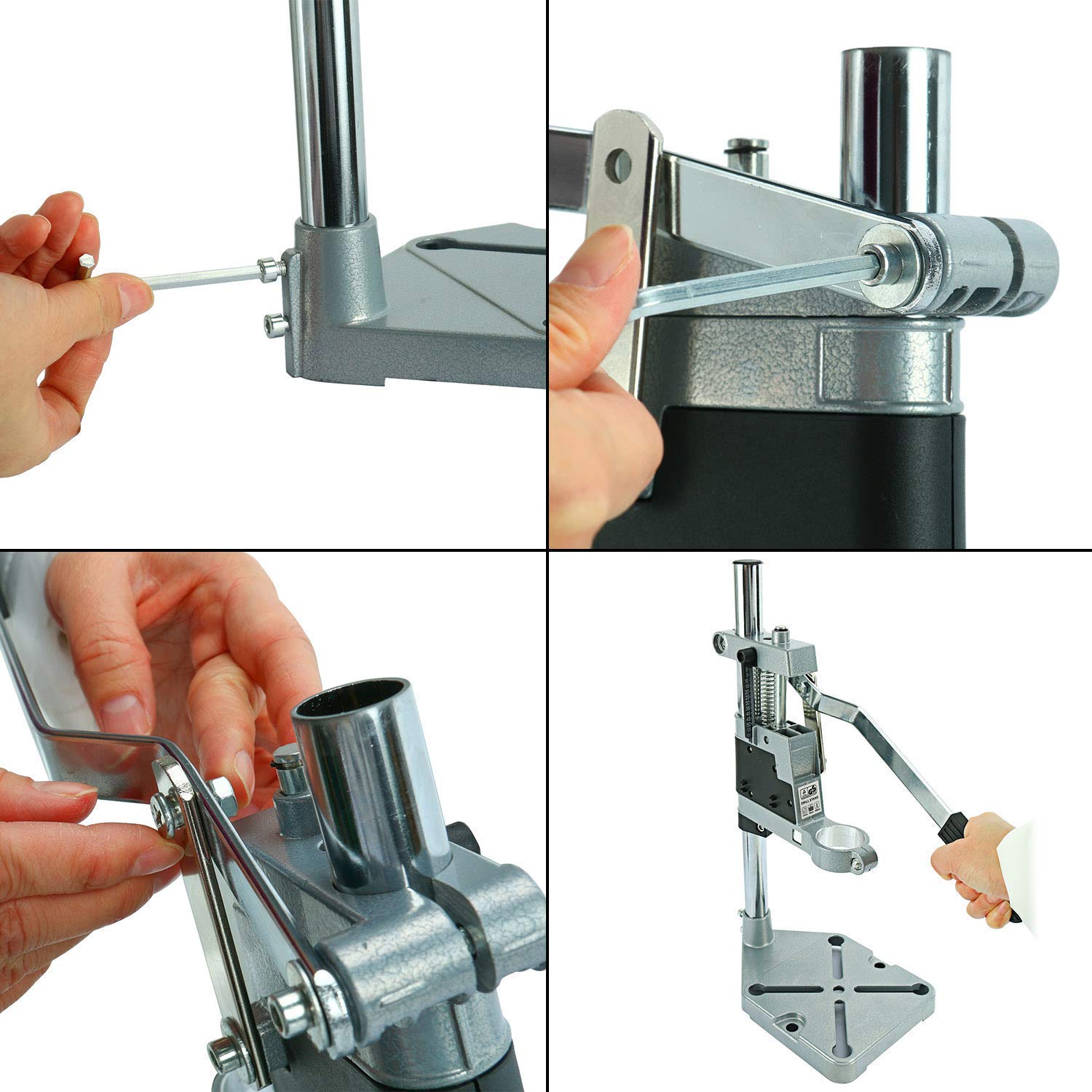 **Universal Adjustable Drill Press Stand for Workbench - Aluminum Base with Single Mounting Hole - Perfect for DIY, Woodworking & Metalworking Projects**