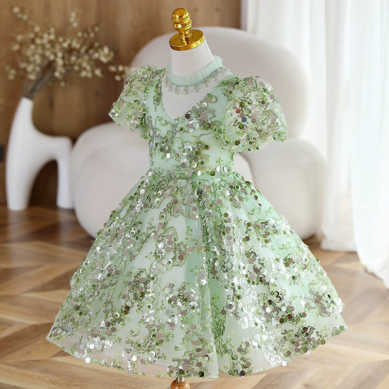 Sparkly Baby Girl Christmas Dress with Sequins - Toddler Pageant Gown, First Communion & Princess Party Dress for Holiday Photos & Special Occasions