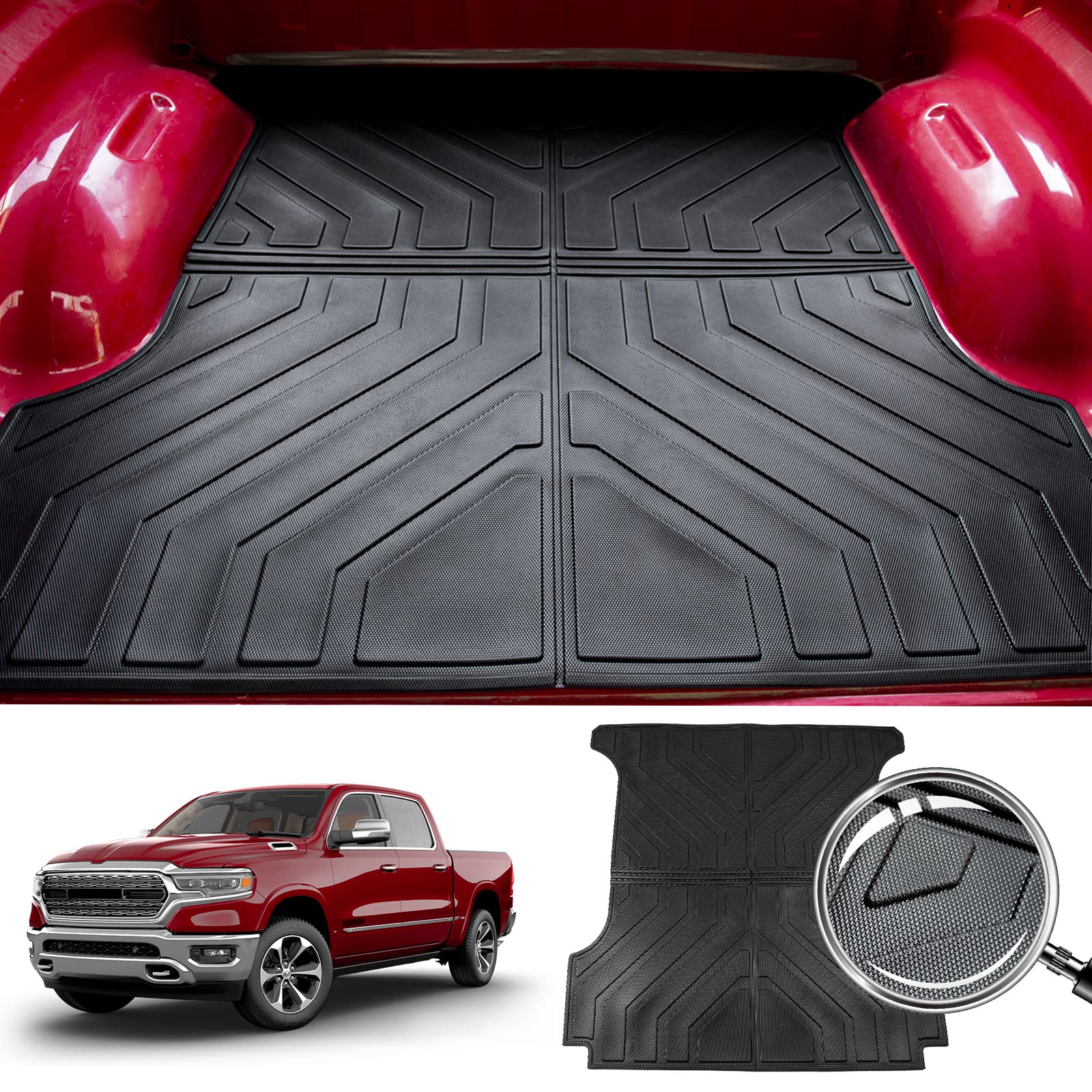 All-Weather Bed Mat for 2019-2024 Dodge Ram 1500 (5.7ft Short Bed) - Heavy Duty Truck Bed Liner Protector | Perfect for Hauling, Camping & Work Site Use
