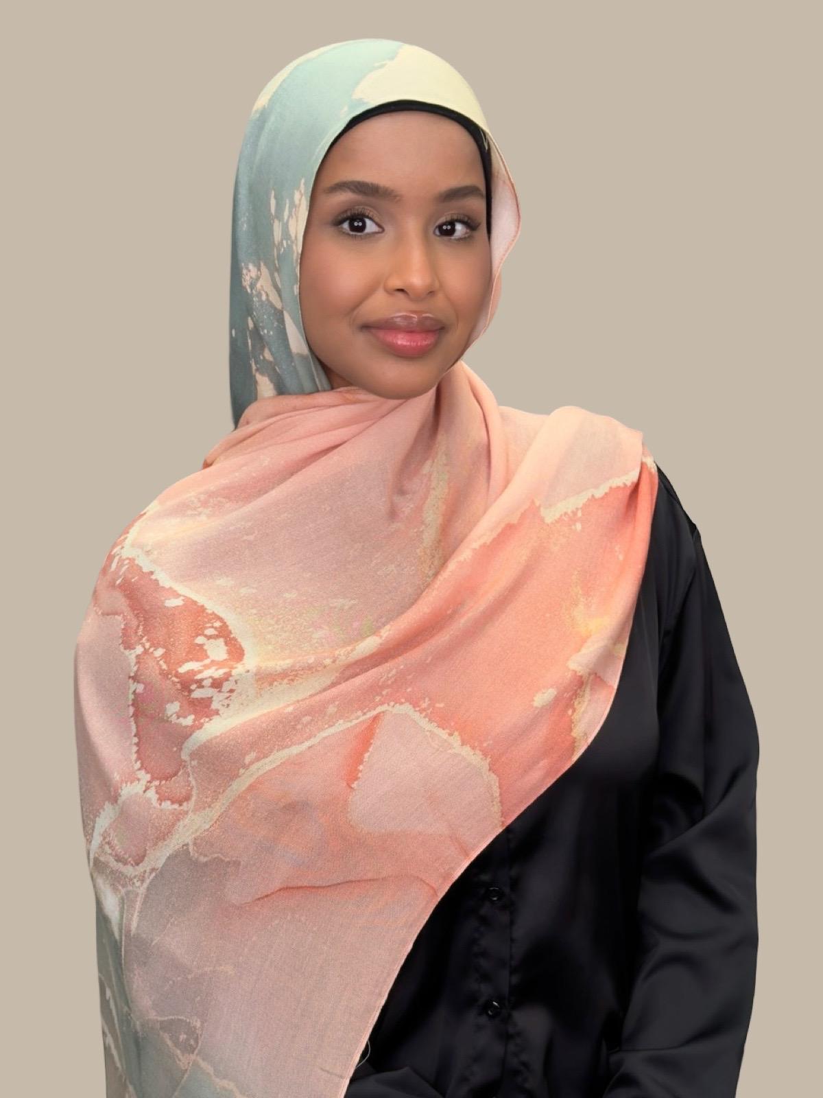Print Modal Hijab Sedona Sage - Soft & Breathable Muslim Headscarf for Women - Perfect for Daily Wear, Prayer & Outdoor Activities