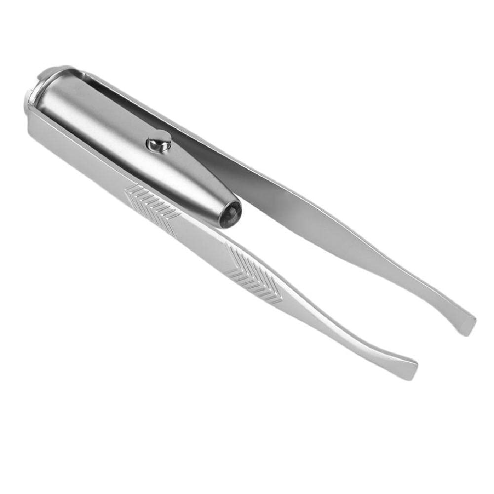 Professional LED Light Eyebrow & Eyelash Tweezer - Stainless Steel Hair Removal Tool for Precise Grooming | Perfect for Eyebrow Shaping, Makeup Application, and Salon Use