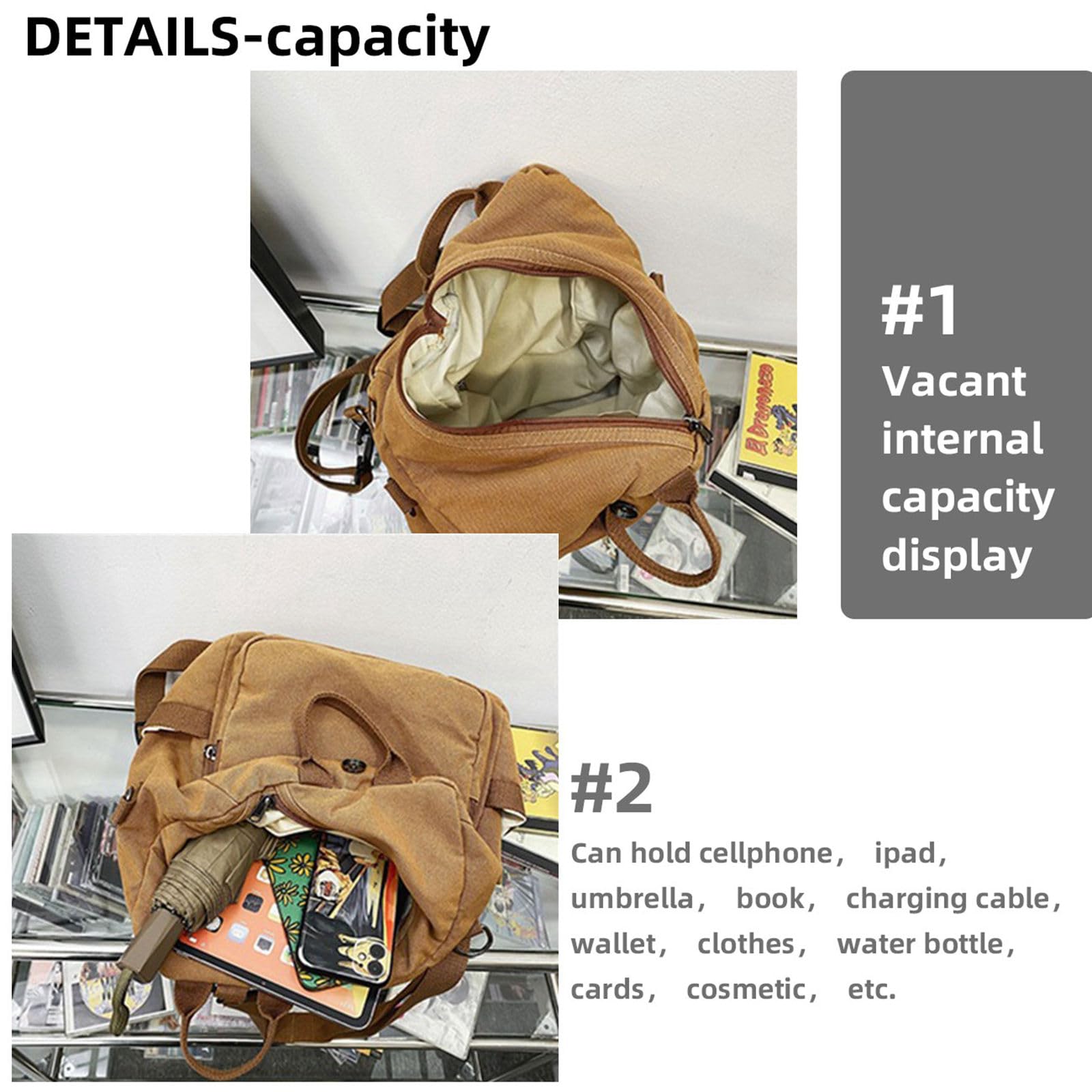 Stylish Small Canvas Backpack for Women & Men - Cute Casual Daypack, Fashion Satchel Purse for Daily Use, Work, School & Travel (Brown) | Perfect for Commuting, Shopping & Outdoor Activities