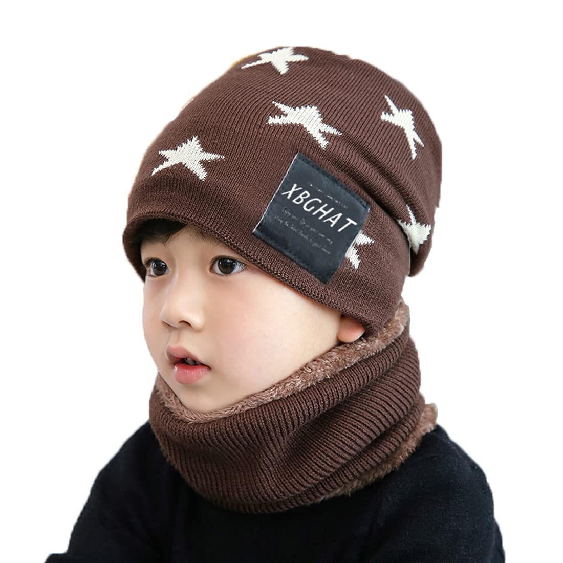 Y.R.Lover Kids Winter Hat and Scarf Set - Fleece Knitted Beanie & Circle Scarf for Boys and Girls - Warm Winter Accessories for Outdoor Play, Snow Days, and School