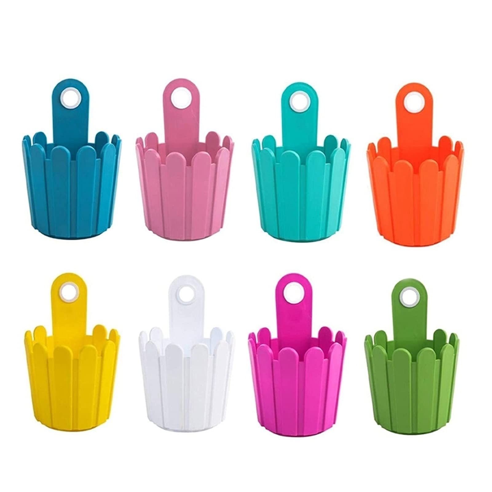 8 PCS Wall Hanging Planter Baskets - Durable Resin Flower Pots for Outdoor Garden Decor, Vertical Gardening & Balcony Plant Display (Color: As Shown) - Perfect for Patio, Porch, and Indoor Hanging Plant Decorations