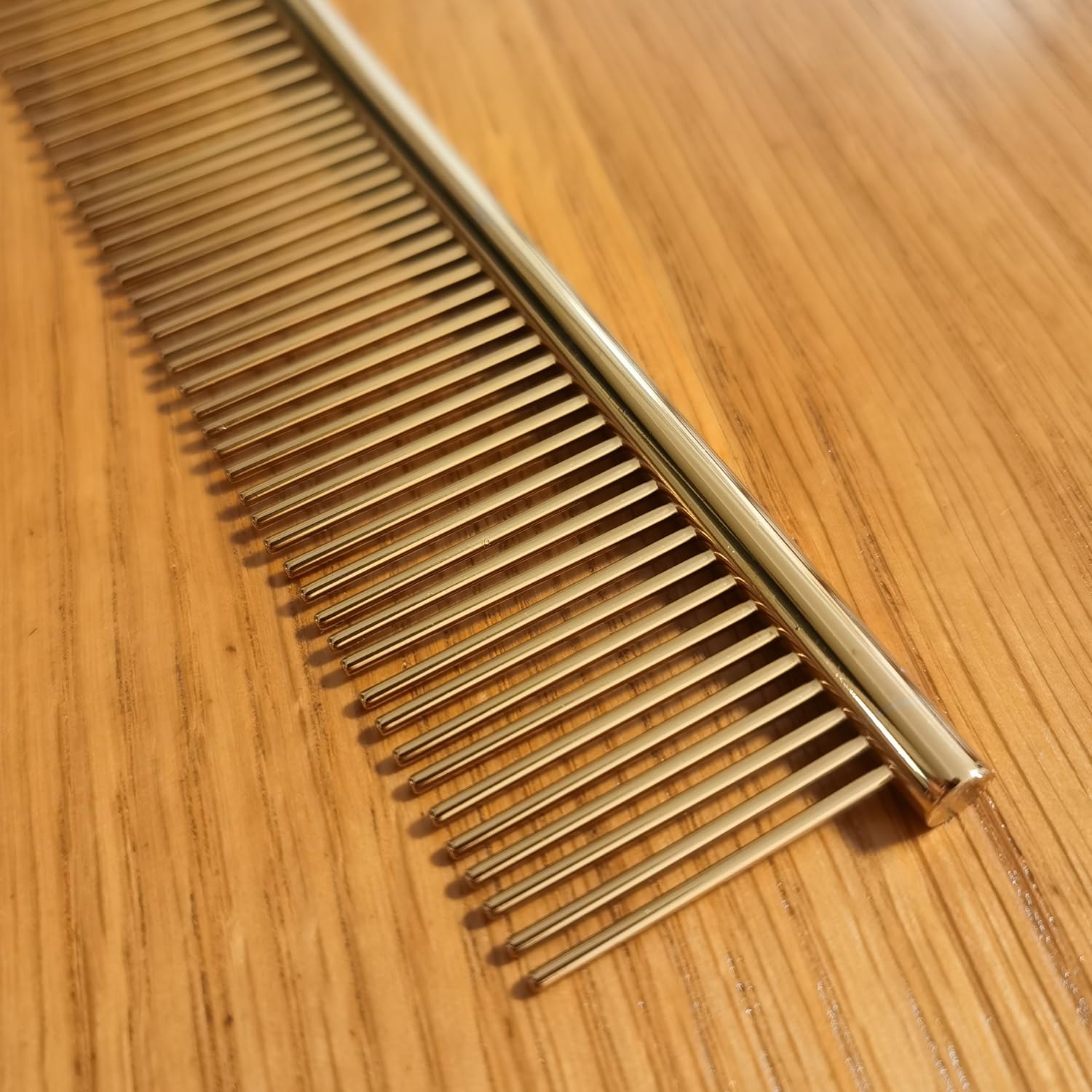 Premium Stainless Steel Dog & Cat Comb - 2 Pack Rustproof Deshedding Brush with Rounded Teeth, Static-Free Pet Grooming Comb for Shedding Control (7.4 Inch, Gold) - Perfect for Daily Brushing & Detangling Fur