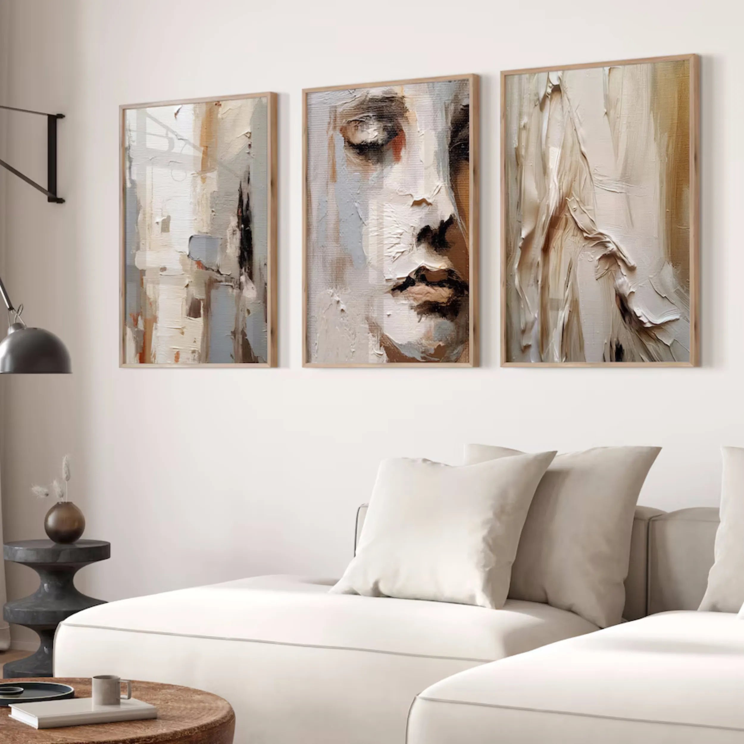 Abstract Tranquility Set of 3 Wall Art Paintings - Modern Minimalist Canvas Prints for Living Room, Bedroom & Office Decor #AB141