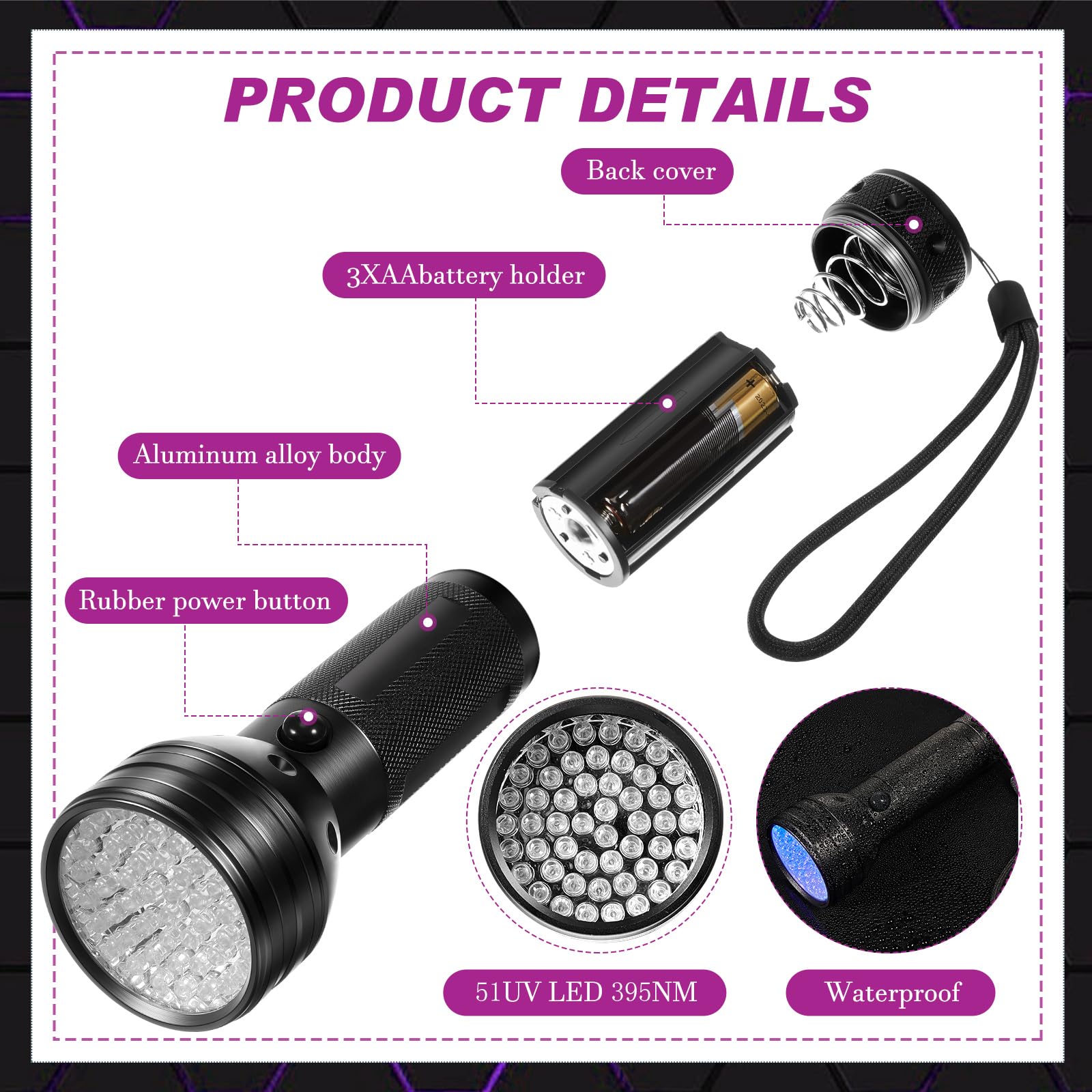 6-Piece Ghost Hunting Kit with EMF Meter, UV Flashlight & 4 LED Cat Balls - Professional Paranormal Investigation Equipment for Home, Office & Field Research - Perfect Gift for Ghost Hunters (Strong Light)