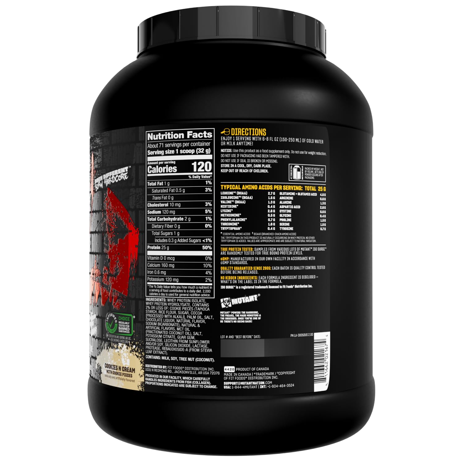 Mutant ISO Surge Whey Protein Isolate Powder - Fast Muscle Recovery & Growth, 5 lb Cookies & Cream Flavor - Post-Workout & Fitness Supplement for Strength & Bulk