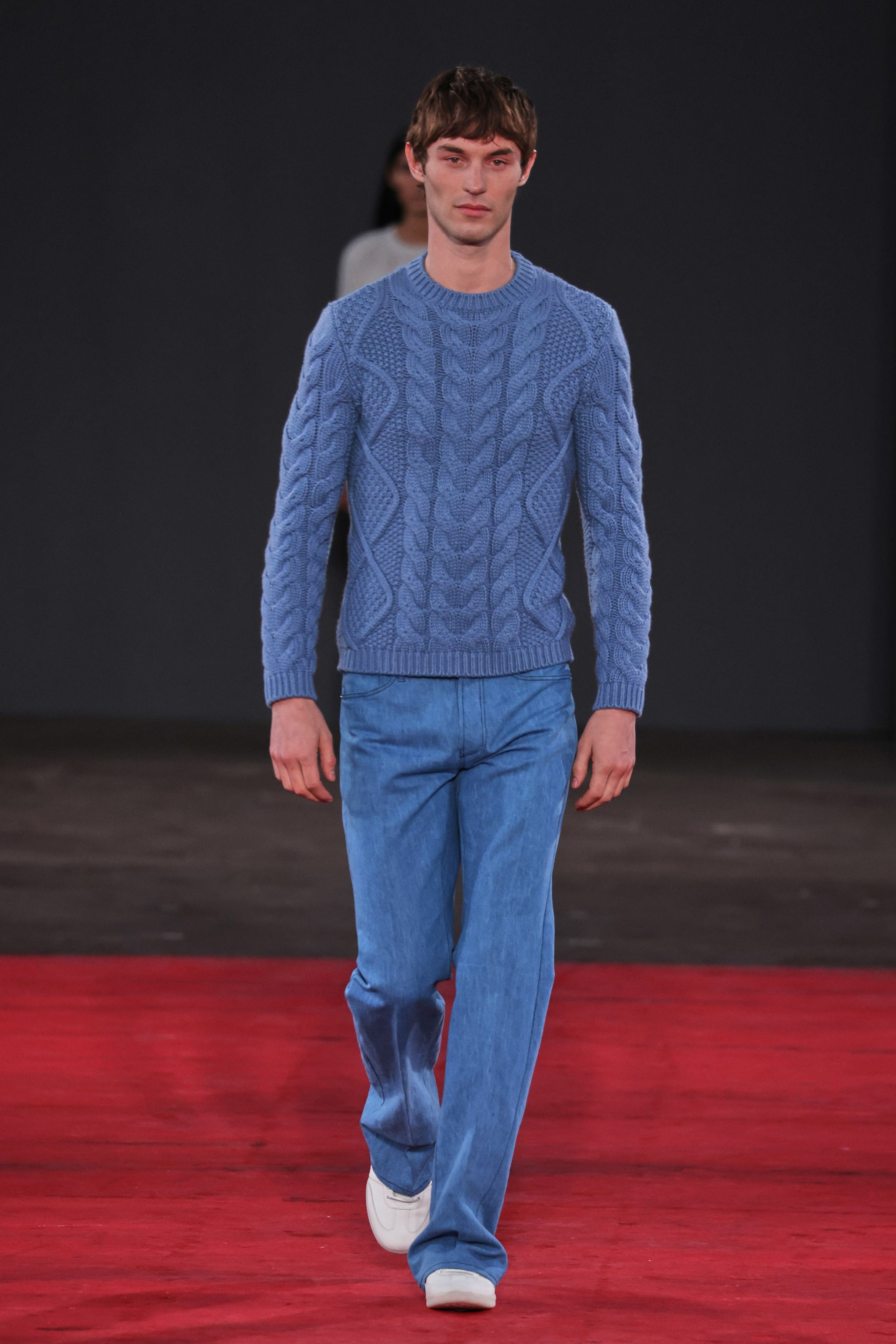 Geoffrey Light Blue Denim Cashmere Knit Sweater for Men - Cozy Winter Pullover for Casual Wear & Office Outfits