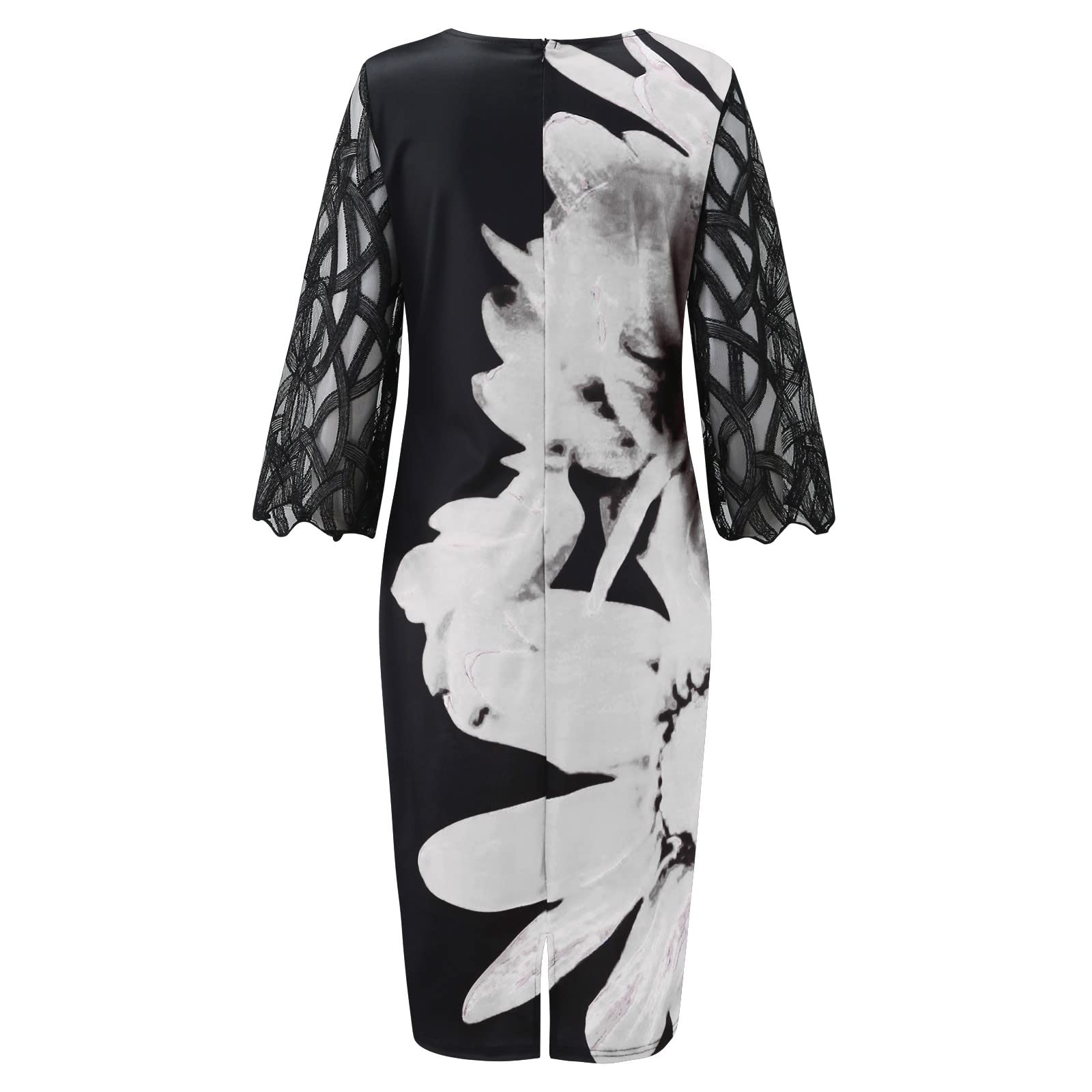 Elegant Pencil Dress for Women - Stretchy Polyester Cocktail Party Dress with Mesh Detailing - Perfect for Evening Events, Weddings & Night Out