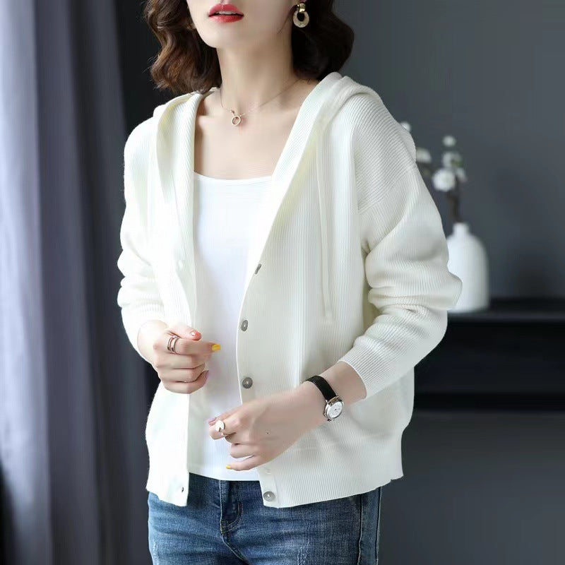 Women's Hooded Sweater Coat - Long Sleeve Single Breasted Cardigan for Fall & Winter | Cozy Outerwear for Casual Wear, Office & Outdoor Activities