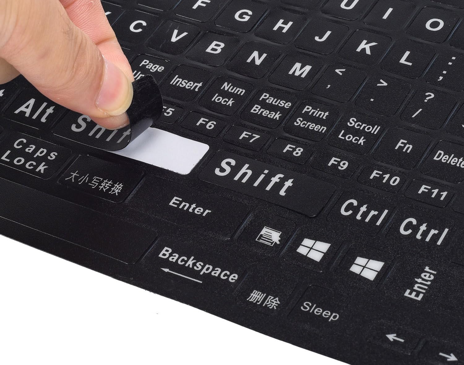 Universal English Keyboard Stickers - Large Letters Replacement Keys with White Font on Black Background for Laptop, PC, Computer, Notebook & Desktop - Perfect for Office, Gaming & Typing