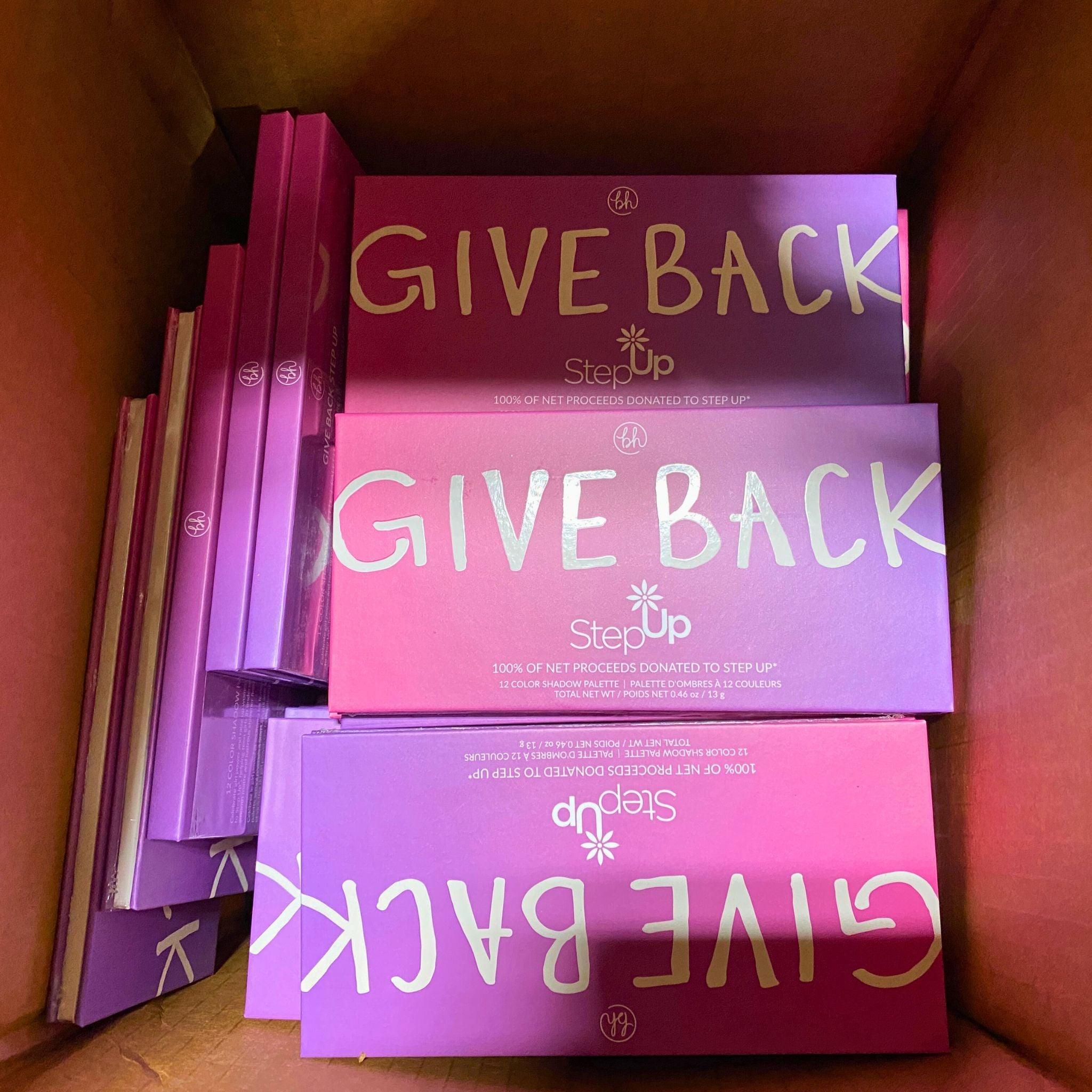 BH Cosmetics Give Back Step Up 12-Color Eyeshadow Palette - 25 Piece Lot | Vegan & Cruelty-Free Makeup Set for Professional & Everyday Looks | Perfect for Parties, Weddings & Special Occasions