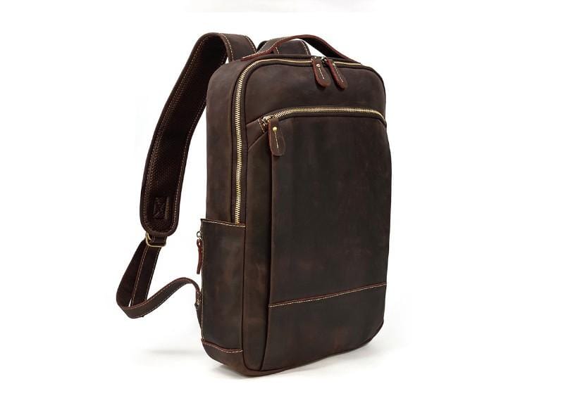 Stylish Rustic Brown Leather Backpack for Women & Men - Durable Unisex Travel Bag for Work, School & Outdoor Adventures
