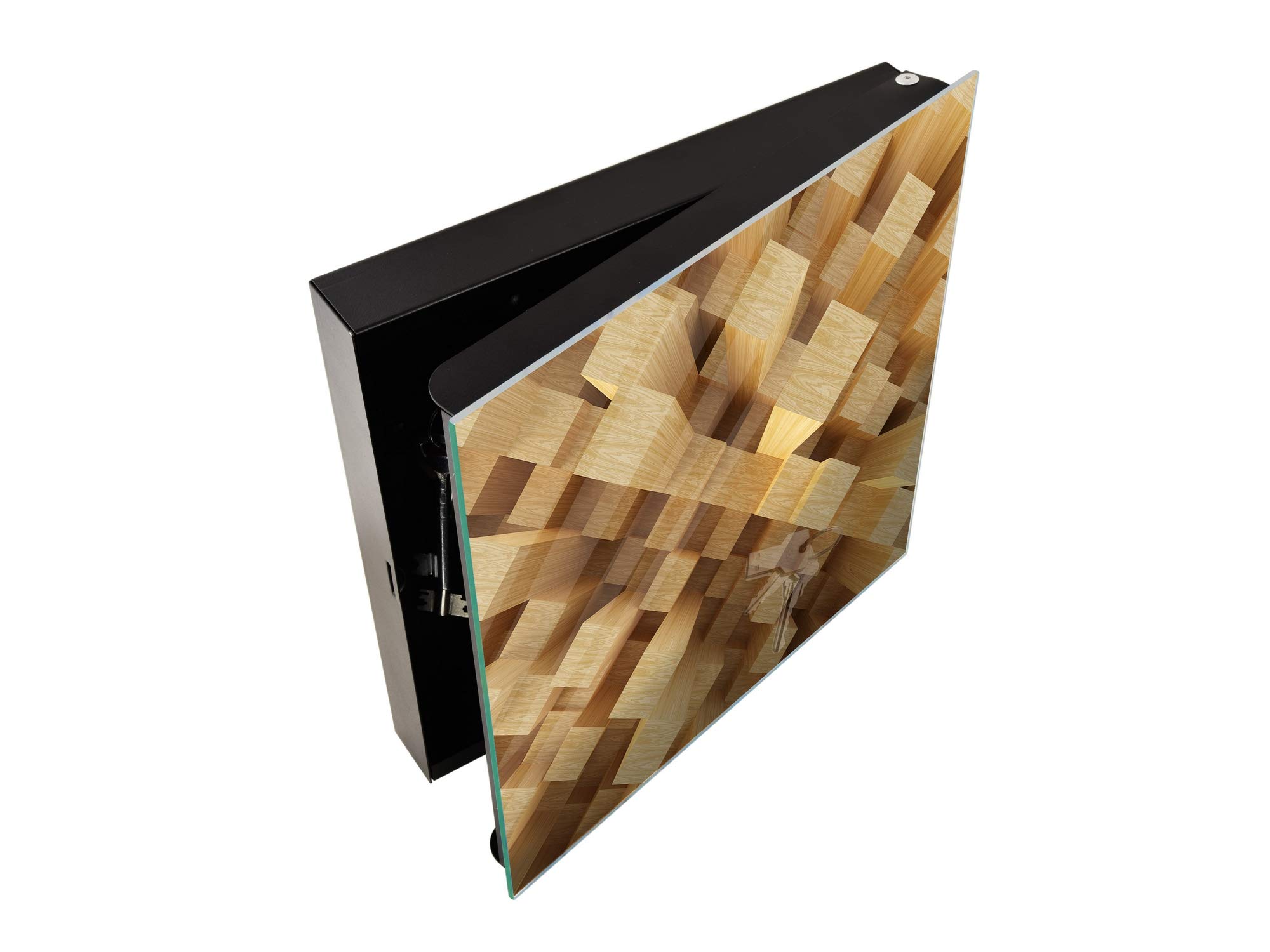 Modern Decorative Key Storage Cabinet with Glass Whiteboard - K10A Cube Design | Perfect for Home, Office & Entryway Organization